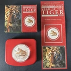 2010 Lunar Year of the Tiger 1 oz Silver Colored Coin Mint Box & COA Australian