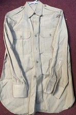 Vintage 40s US Army Military Khaki Uniform Shirt Size 15x33 420MG 