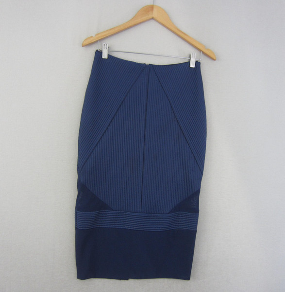 Wish Skirt Womens Small 10 Blue Straight Pencil Knee Length Stretch Fitted Event