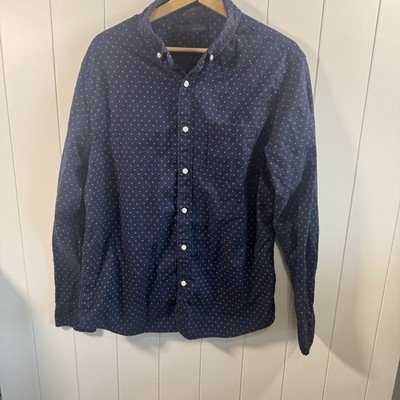 Hawker Rye Slim Fit Button Down Shirt Men s Large Navy Blue Arrow Print