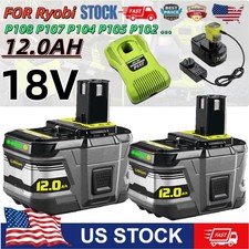2PACK 12.0AH For RYOBI P106 One Plus High Capacity 18V Lithium Battery Charger