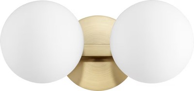 Quorum Transitional 2-Light 6'' Bathroom Vanity Light in Aged Brass