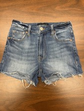 Aeropostale Womens Size 2 High Rise Curvy Midi Stretch Denim Shorts Blue