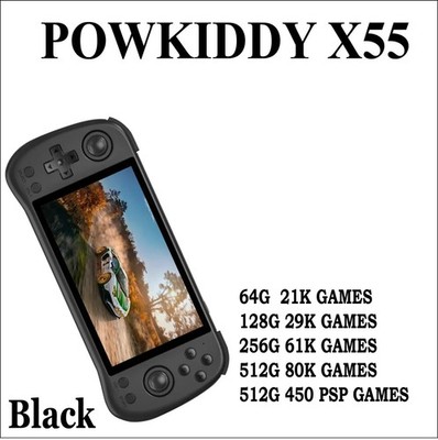 POWKIDDY X55 Retro Handheld-Spielkonsole Videospielkonsolen 5,5 Zoll IPS Bildschirm