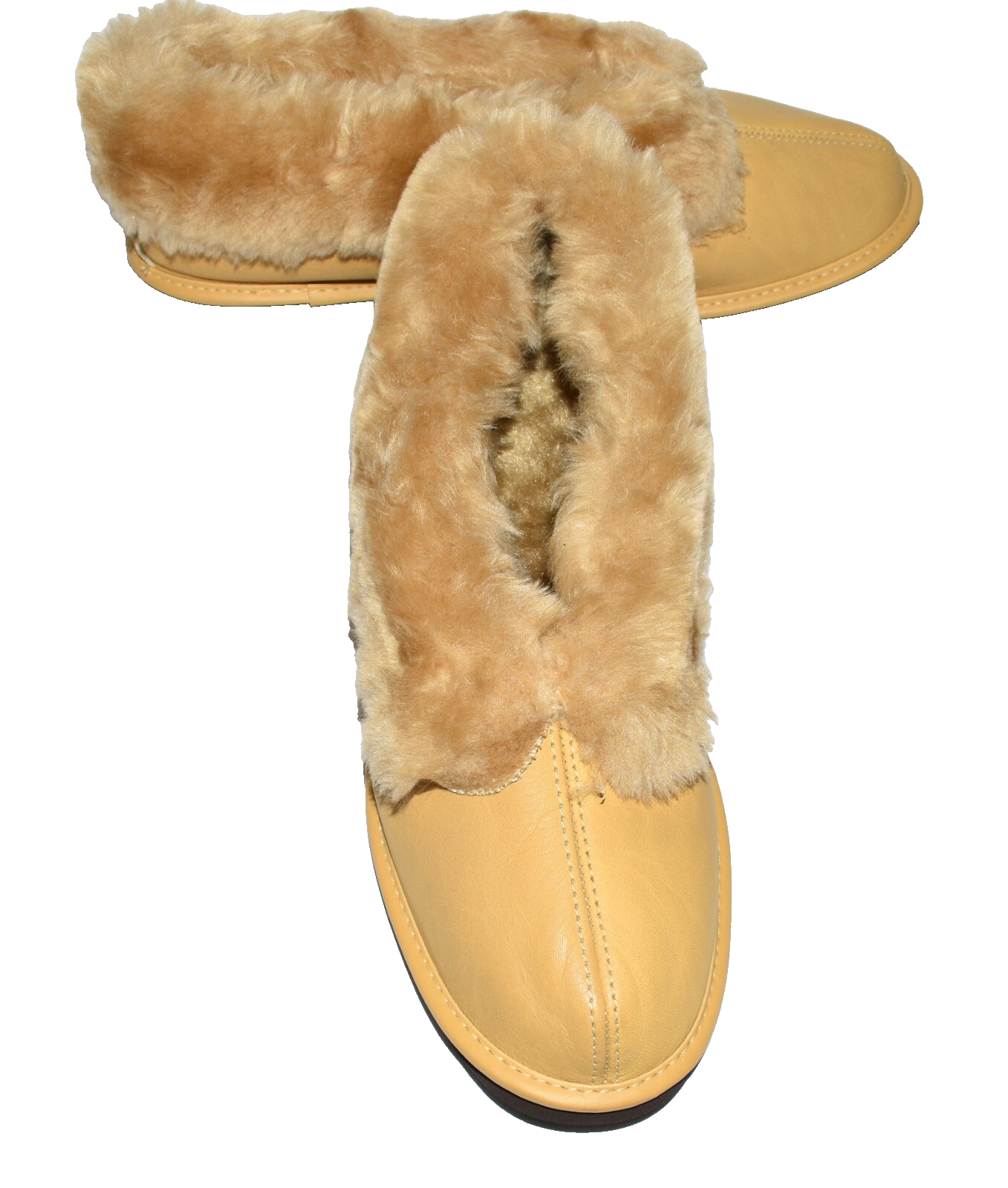 PANTOFOLA D’ORO Pantofole da donna in pelle dorata con fodera in soffice pelliccia sintetica taglia 10 nuove senza scatola