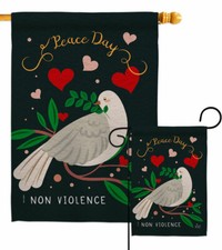 Peace No Violence Garden Flag Inspirational Expression Gift Yard House Banner