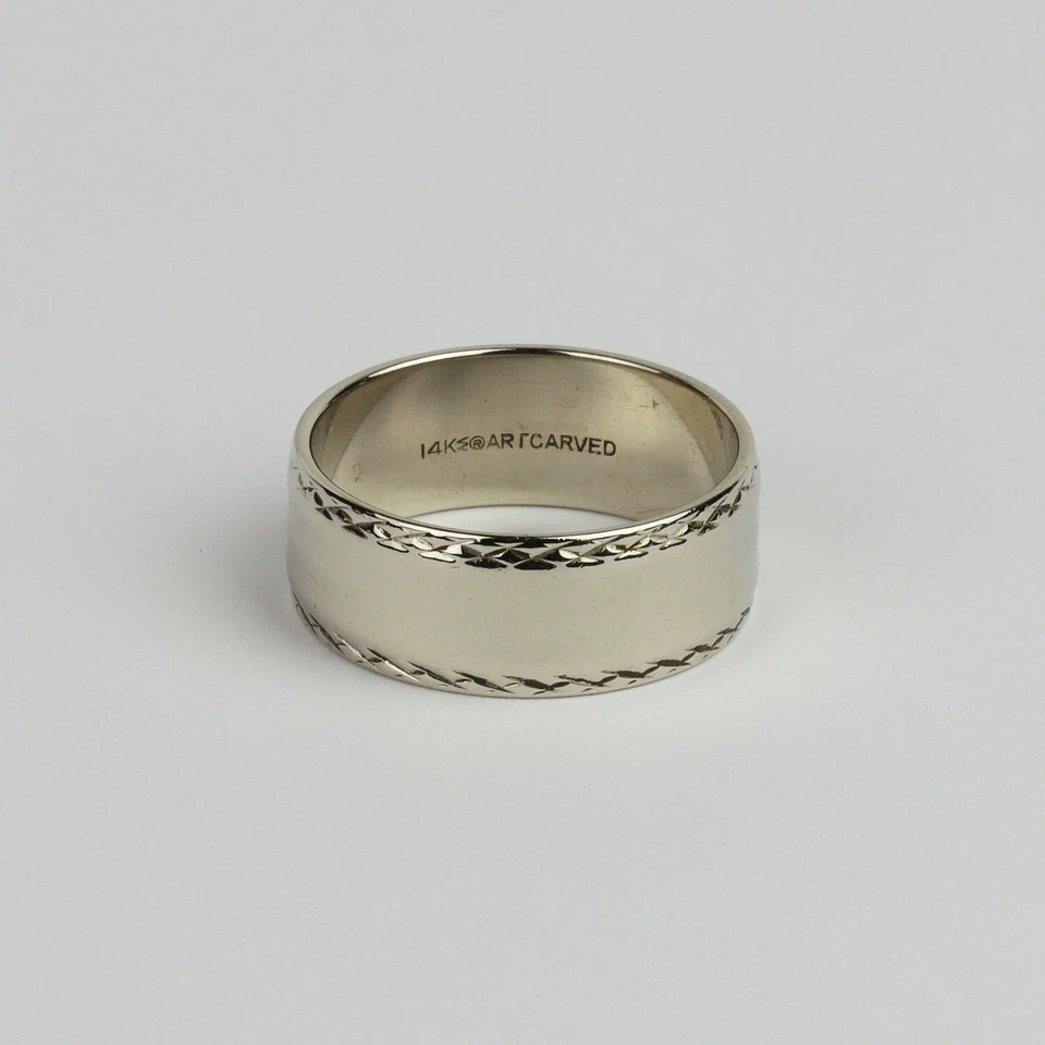 Anillo ArtCarved de oro blanco de 14k banda ancha para mujer talla 9 Foto 3 de 3