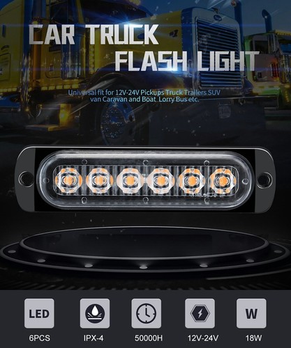 10X6-LED Car Emergency Strobe Light Warning Flashing Lamp for Truck 12/24V - Foto 9 di 13