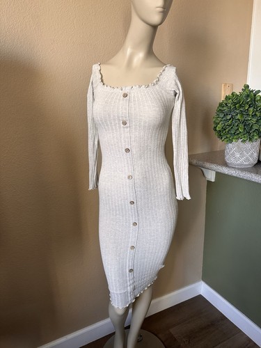 Fashion Nova Jacklyn Sweater Dress Off Shoulder Bodycon Mini Sexy Small NWT - Picture 5 of 15