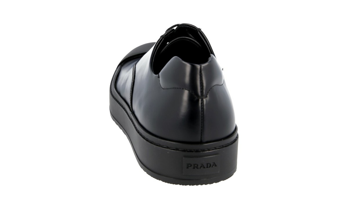 PRADA Leather Oxford Sneakers Cap Toe Shoes - 2EG221 Black
