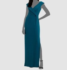 Lauren Ralph Lauren Women's Blue Jersey Off-Shoulder Dress Size 2