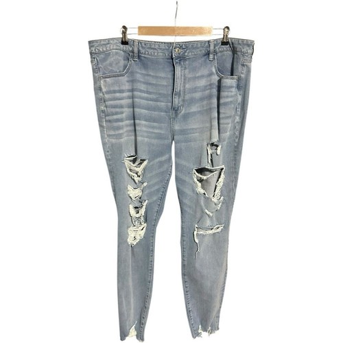 American Eagle Super Hi Rise Jegging Distressed Light Wash Size 22 Long
