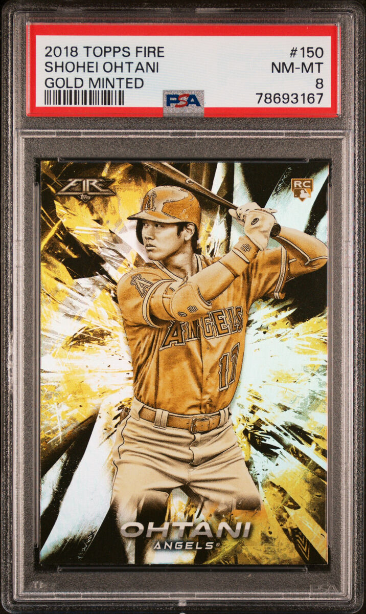 Shohei Ohtani MLB 2018 Topps Fire Gold Minted PSA 8 NM-MT Shohei Ohtani MLB 2018 Topps Fire Gold Minted PSA 8 NM-MT