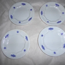 4 ADDERLEY, England, Chelsea Blue Embossed Grape Sprig 7" Plates No Hallmark