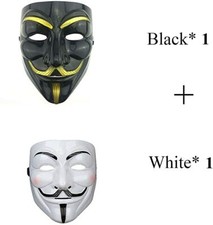 V for Vendetta Masks For Costume Party 1pcs black 1pcs white  Set