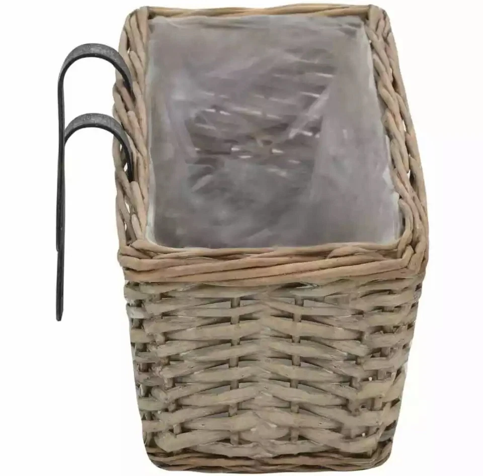 2pcs Balcony Planter Wicker with PE Lining 23.6" Rustic and Traditional Charm - Image 4 of 4