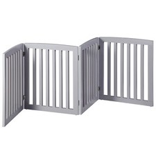 24 inch 4 Panels Dog Gate No-assembly Freestanding Dog Pet Gates Fence for Stair