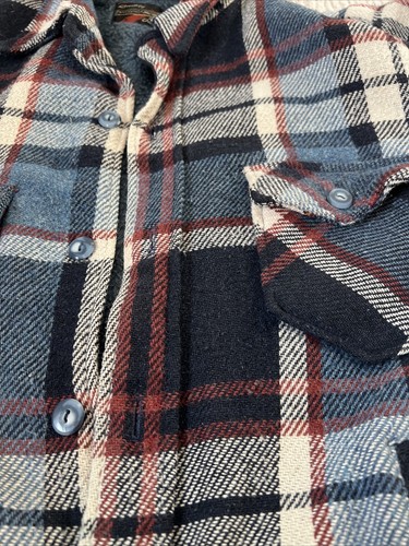 Vintage Sears The Mens Store Wool Plaid Fleece Lined Jacket Mens XL Shirt Button - Picture 3 of 14