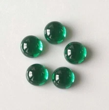 Hydrothermal Emerald Round Shape Cabochon Handmade Gemstone For Jewelry Making.