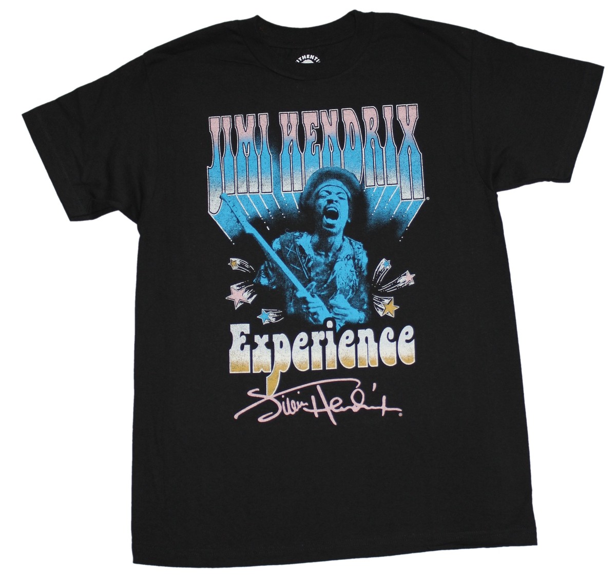Jimi Hendrix Experience New Adult T-Shirt - Blue Print Jimi & Logo