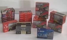 33 Blank Cassette Tapes NEW SEALED Lot TDK,Sony , BASF Chrome, & Maxell