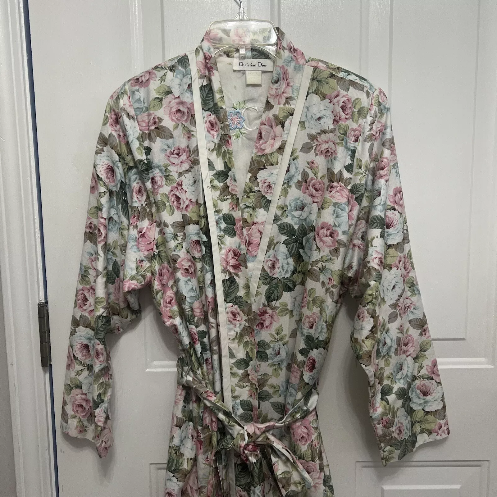 Robe vintage Christian Dior coton longue ceinture épaule rembourrée florale moyenne