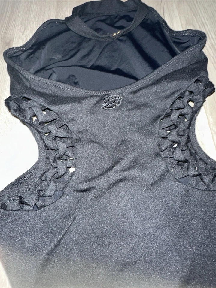 California Kisses Ropa de Baile Niña Leotardo Talla S Corte Lateral Trenzado Negro Foto 4 de 4