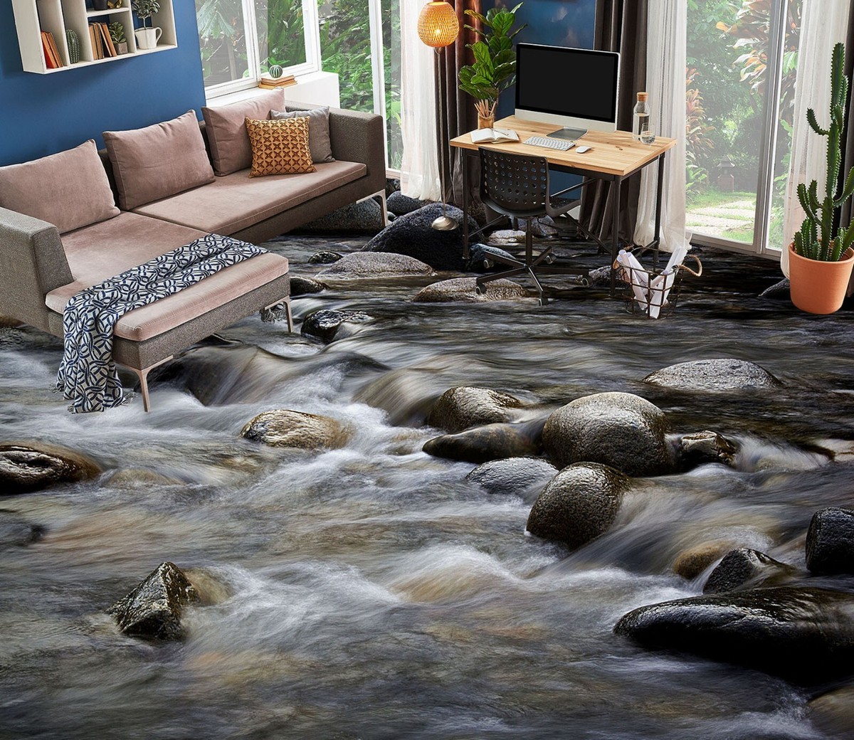 3D Stone River SKE2051 Floor WallPaper Print Decal Epoxy Floor
