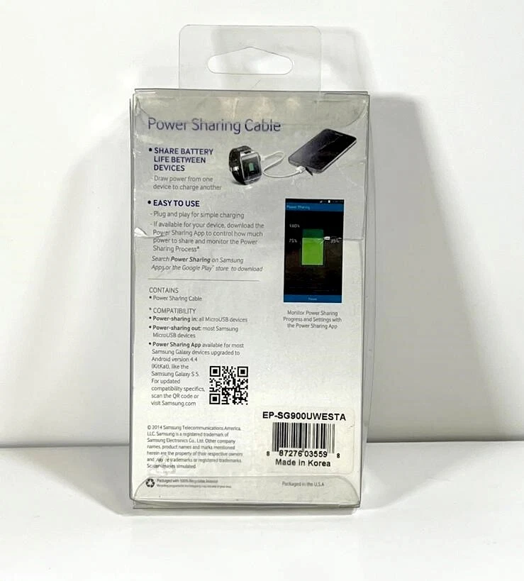 Samsung EP-SG900U Power Sharing Cable for Micro-USB Devices, White - Image 4 of 4