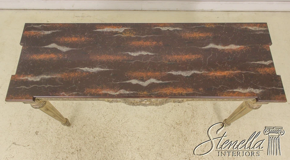 L58333EC: Mesa consola superior de mármol sintético dorado plateado estilo Regency Foto 3 de 4