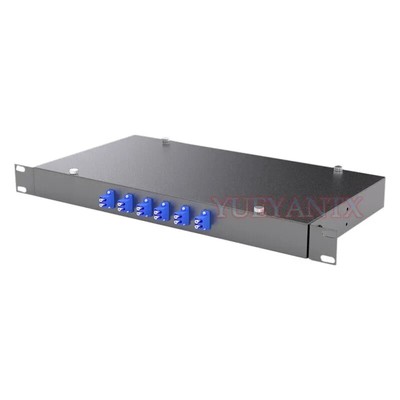 1U 19'' FTTH 6 Port Fiber Optic Patch Panel Box 12 Core LC/UPC Adapter Pigtails