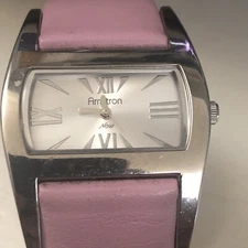Armitron Watch Women Silver Tone Pink Rectangle Dial Leather Band New Battery
