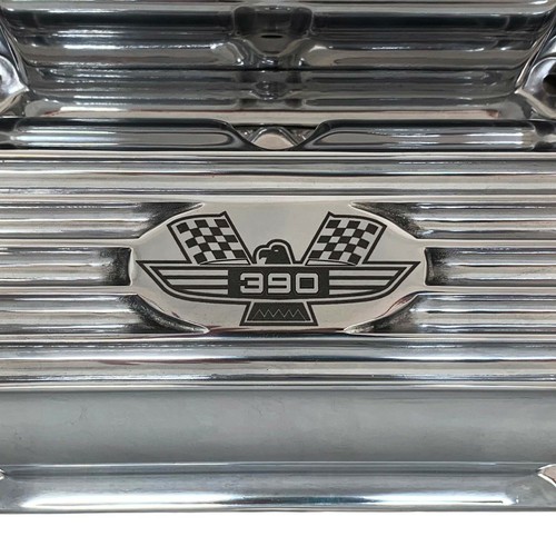 Ford FE 390 American Eagle Finned Short Valve Covers - Polished - Ansen USA - Foto 5 di 7