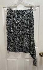 Dana Buchman Silk Skirt Asymmetrical Hem Y2K Ruched Side Abstract Office NWT 8