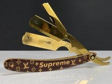 Stylish Barber Hair Shaving Razor Straight Edge Fold Knife Cutthroat Blade Gold