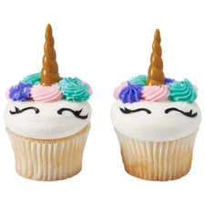 12 Unicorn Horn Cupcake Food Decor Picks Topper Princess Birthday Party Supply