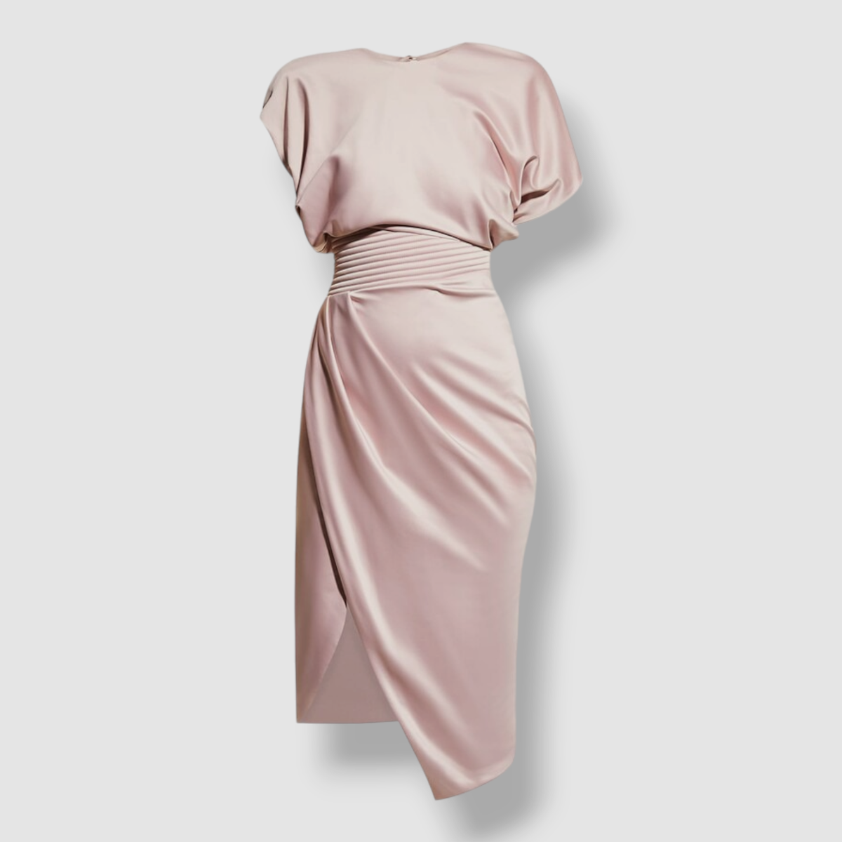 Zhivago Bond Stitched-Waist Satin Midi Dress, Women's, 2, Cocktail & Party Wedding Guest Dresses Satin & Silk Dresses