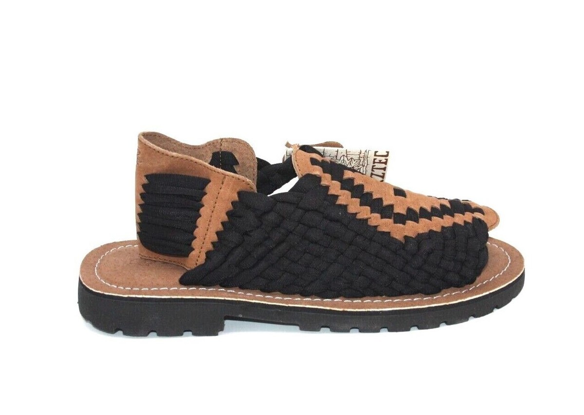 AZTEC HAND MADE IN MEXICO AZTEC NYLON JUAN BLACK/COFFEE SLIP ON SANDAL  UNISEX
