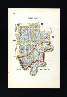 #ad 1917 Bowen Auto Road Map Perry County Indiana Tell City Hawesville Troy IN $24.00