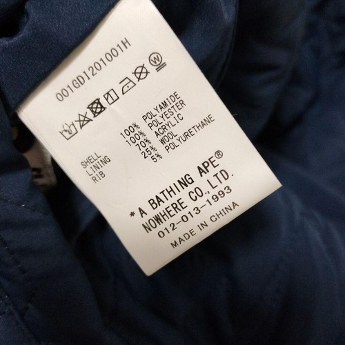 A BATHING APE Reversible Varsity Jacket Blouson Black Navy Men's Size XL - Picture 8 of 10