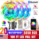 100ft 50ft LED Strip Lights 5050 RGB Bluetooth Color Change Remote for Rooms Bar