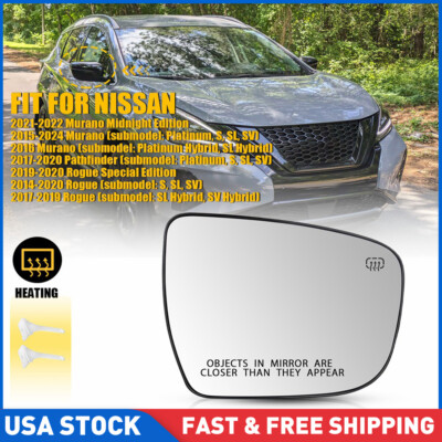 1PCS For 14-20 Nissan Rogue Passenger Right Side Mirror Glass Heated 963664BA1A