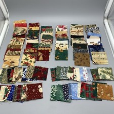 Lot of 100 1.75 To 2 Fabric Squares For Quilting/Crafts, "Christmas Themed