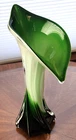 8.25" MURANO Style Jack In The Pulpit Calla Green to White Case Art Glass VASE