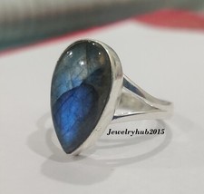 Natural Labradorite  Gemstone 925 Sterling Silver Handmade Ring All Size MO2004