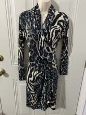 Karen Kane Dress Womens Small Animal Print Long Sleeve R30