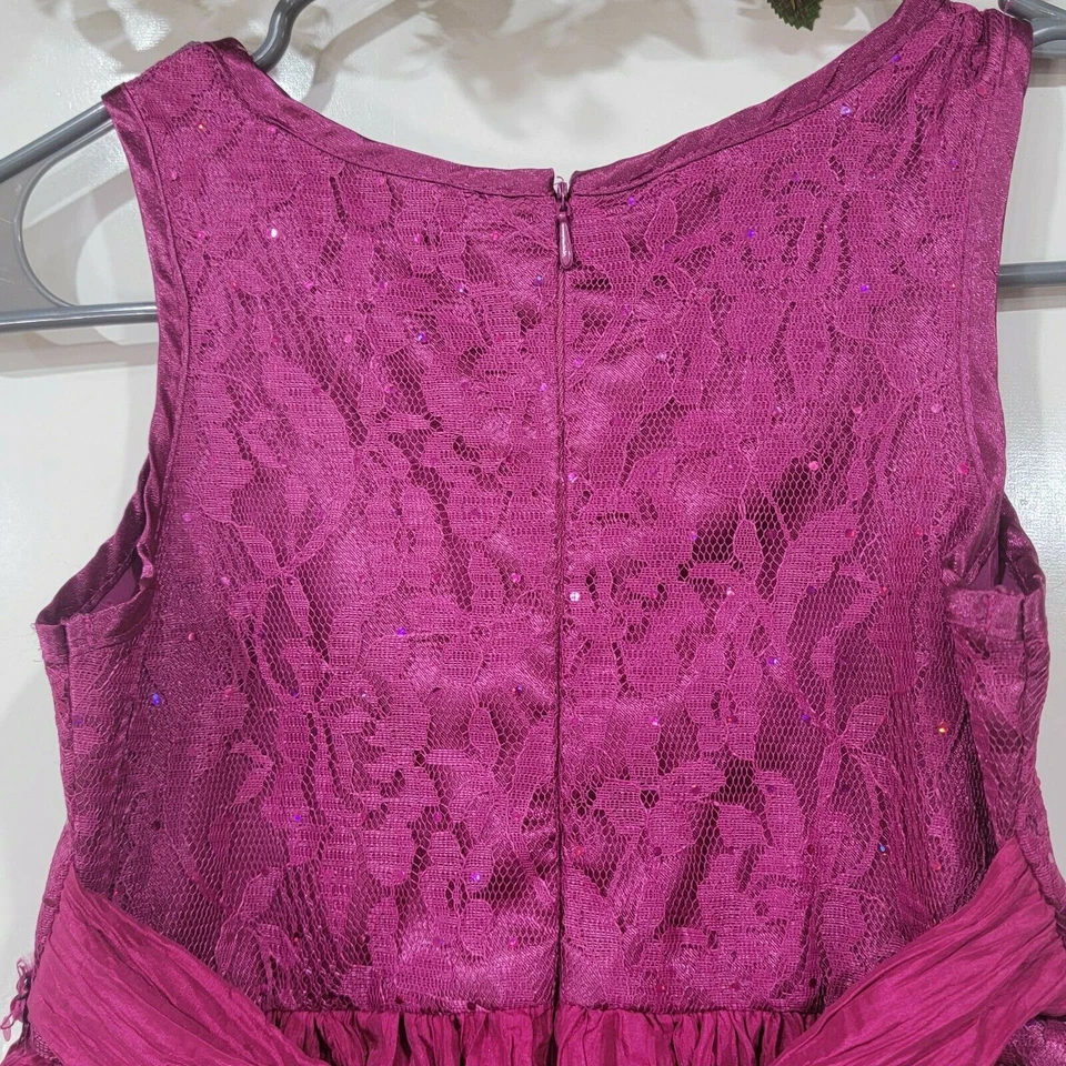 Vestido Emily West Talla 7 Crepé Encaje Malla Floral Secuencia Midi Princesa Fairycore Foto 4 de 4