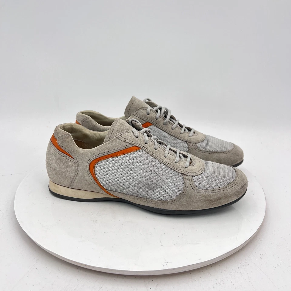 Prada Women Size EU 36.5 US 6.5 Silver Grey Orange Suede Lace Up Shoes - Image 4 of 4