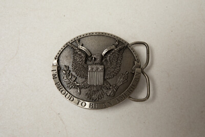 Proud to be an American Pewter Belt Buckle (R3E-40) Bald  display picture 3