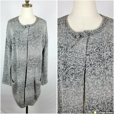 Pure J Jill Long Duster Size S Gray Knit Heavy Thick Cardigan Pin Closure